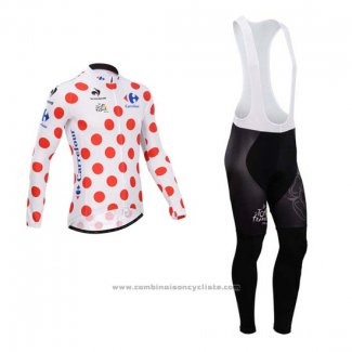 2014 Maillot Cyclisme Tour de France Blanc et Rouge Manches Longues et Cuissard